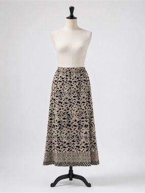 Pleat Pleat by Rafael Gold Black Pleated Maxi Skirt XL Chic